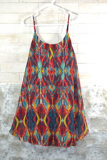 Alice + Olivia Tiered Dress Short Trapeze Spaghetti Tank Small Colorful Diamond