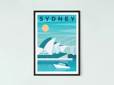 Sydney City Travel Poster | Contemporary illustration Art Print