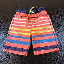 Cat  Jack Striped Swim Trunks Shorts Elastic Waist Colorful Boys Small 6/7 