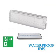 EMERGENCY FIRE LIGHT 3HR LED NON BULKHEAD EXIT SIGN IP65 MAINTAINED WALL MOUNTED