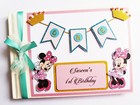 Personalised princess baby minnie birthday guest book, minnie album, gift