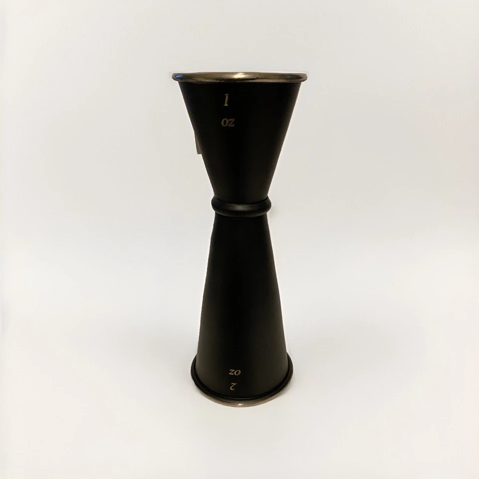 JIGGER negro de medición de acero inoxidable 1 oz. X 2 oz. Shot de bar de cócteles estilo japonés Foto 3 de 4