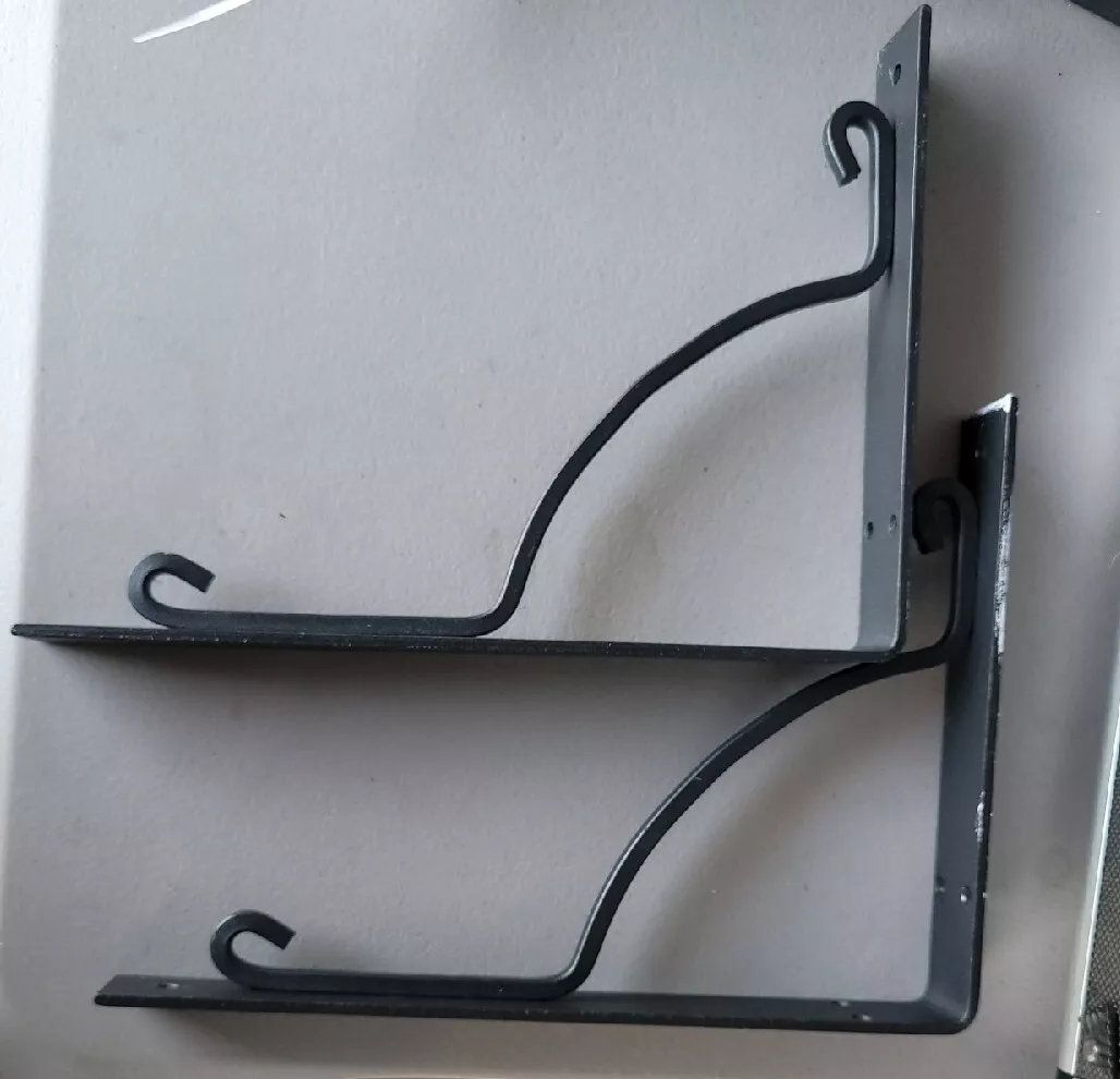 Pair IKEA EKBY HALL Metal Decorative Wall Mount Brackets Black Slightly Used
