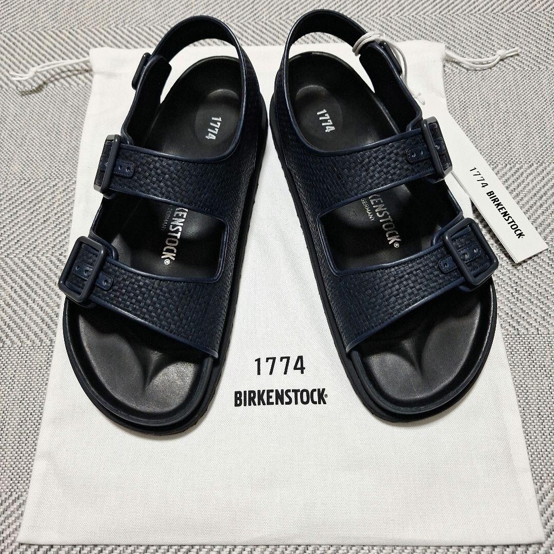 BIRKENSTOCK Milano Raffia Sandals Dark Navy Regular Size 43