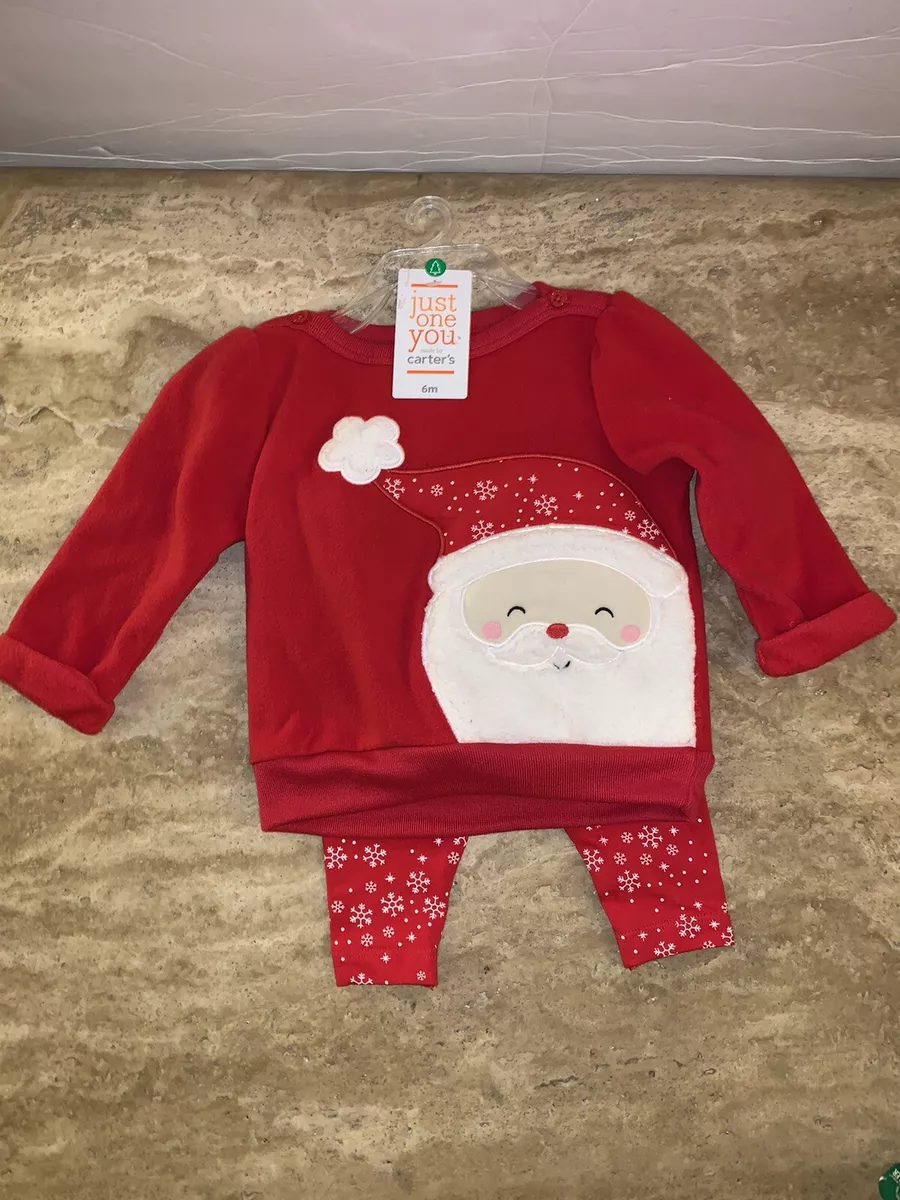 Carters Baby Girls Red White Santa Claus Snowflake Christmas