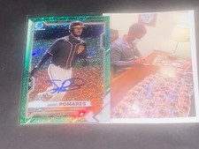 Jairo Pomares Giants Auto Signed 2021 Bowman Green Sparkle Refractor