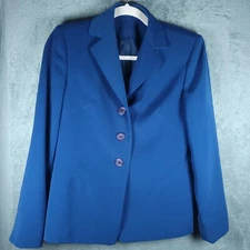 Kasper Petite Blazer Jacket Women's PS Polyester Blend Blue 3 Buttons