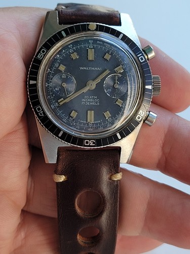 WALTHAM VINTAGE CHRONOGRAPH DIVERS 17JEWEL MANUAL WIND LANDRON 248 MEN'S WATCH