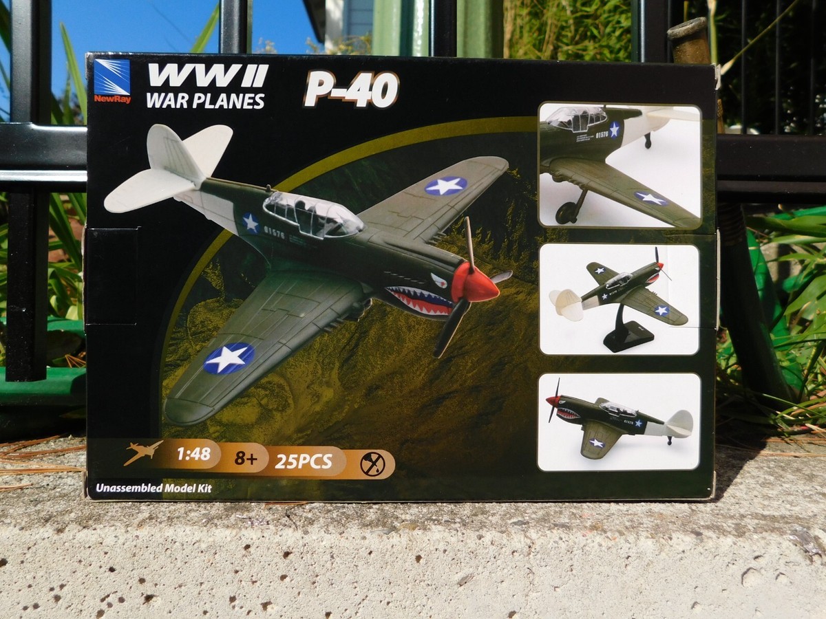 P-40 WWII War Plane Model Kit 1:48 Scale New Ray 25 Pieces