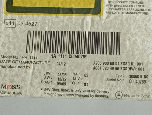 A9069006001 Sistema Audio/Radio Cd para MERCEDES-BENZ SPRINTER II JAMES 6955285 - Imagen 3 de 10