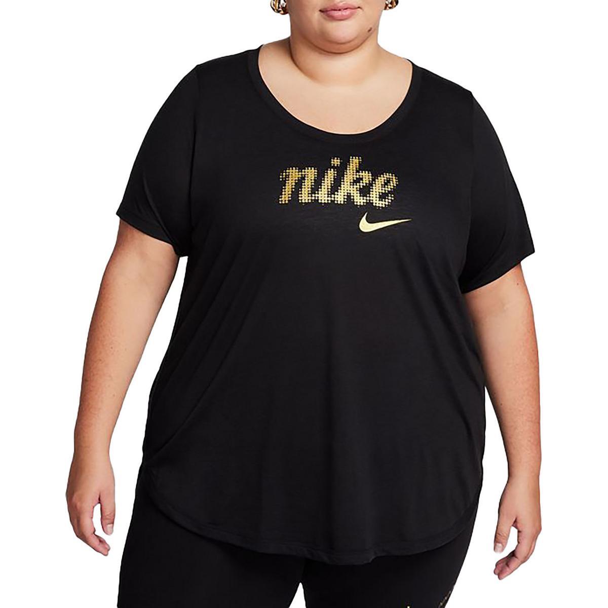 Женская черная футболка-туника с логотипом Nike, графическая футболка Top Plus 1X BHFO 9994