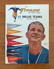 vintage 1960 AFL DALLAS TEXANS @ NEW YORK TITANS FOOTBALL PROGRAM - Nov 24