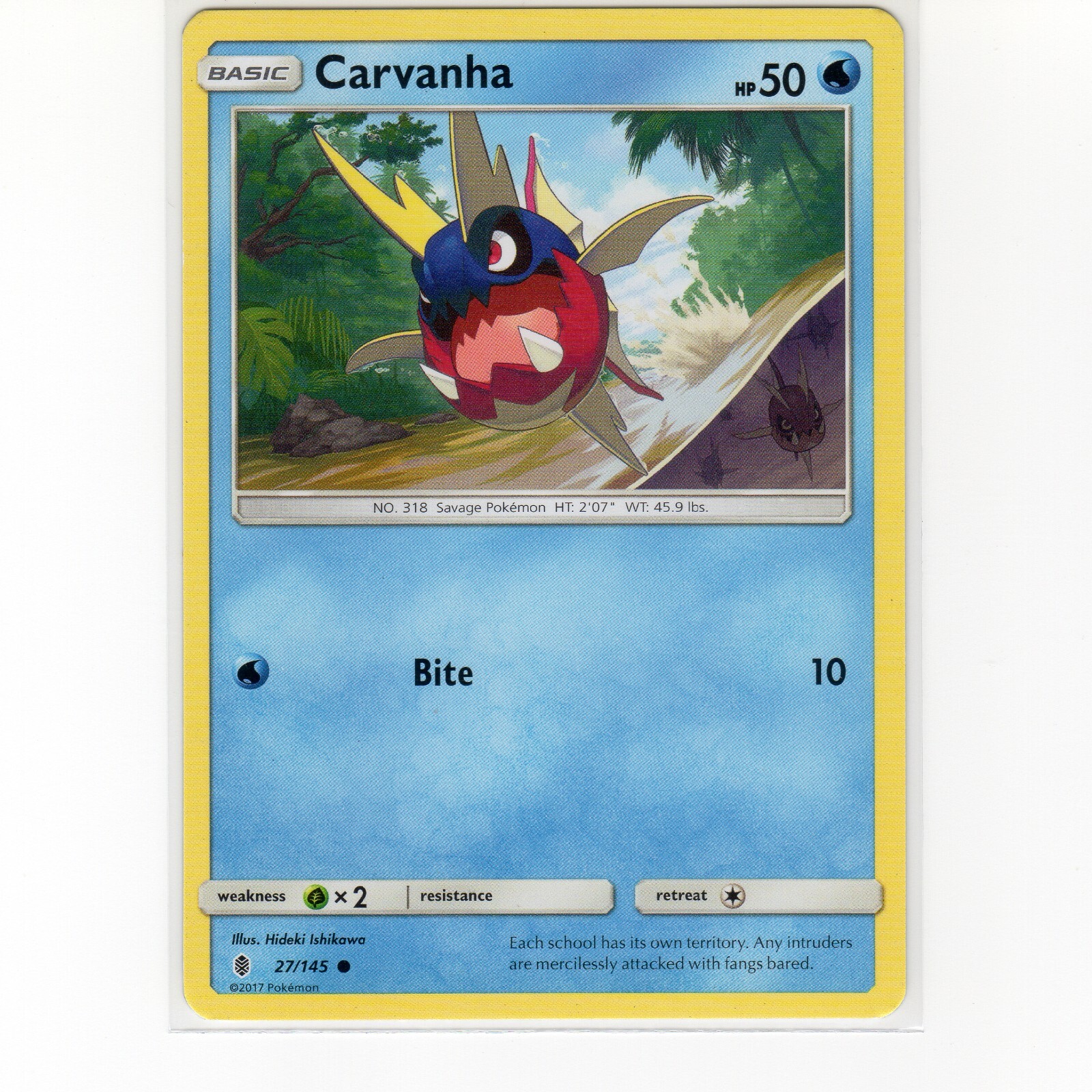 Pokemon TCG Carvanha 27/145 Sm-Guardians Rising Regular Common Card EN-LP 2017 
