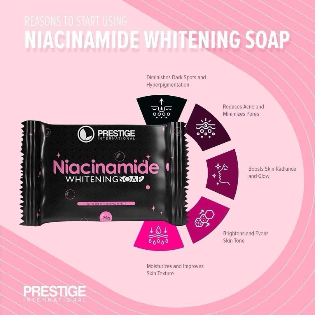 niacinamide glutathione soap Prestige International Niacinamide Whitening Soap, 75g x 2 Bars