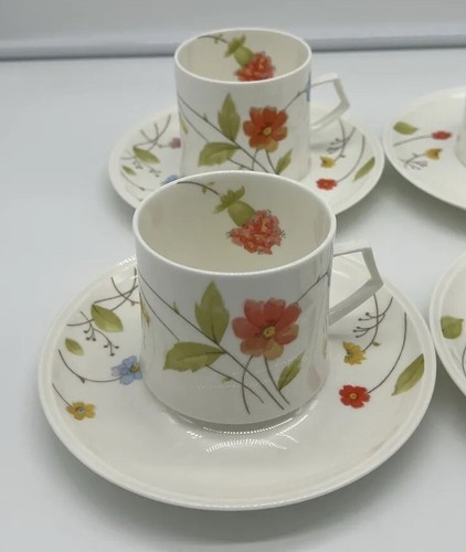 Set of 4 - Mikasa Just Flowers Cups & Saucers Coffee Mug Tea Cup A4-182 - Picture 2 of 5