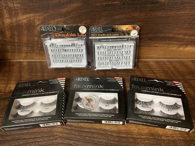 Lot Of 5 Ardell (3)Faux Mink False Eyelashes Pairs & Double Up, 3D Individuals