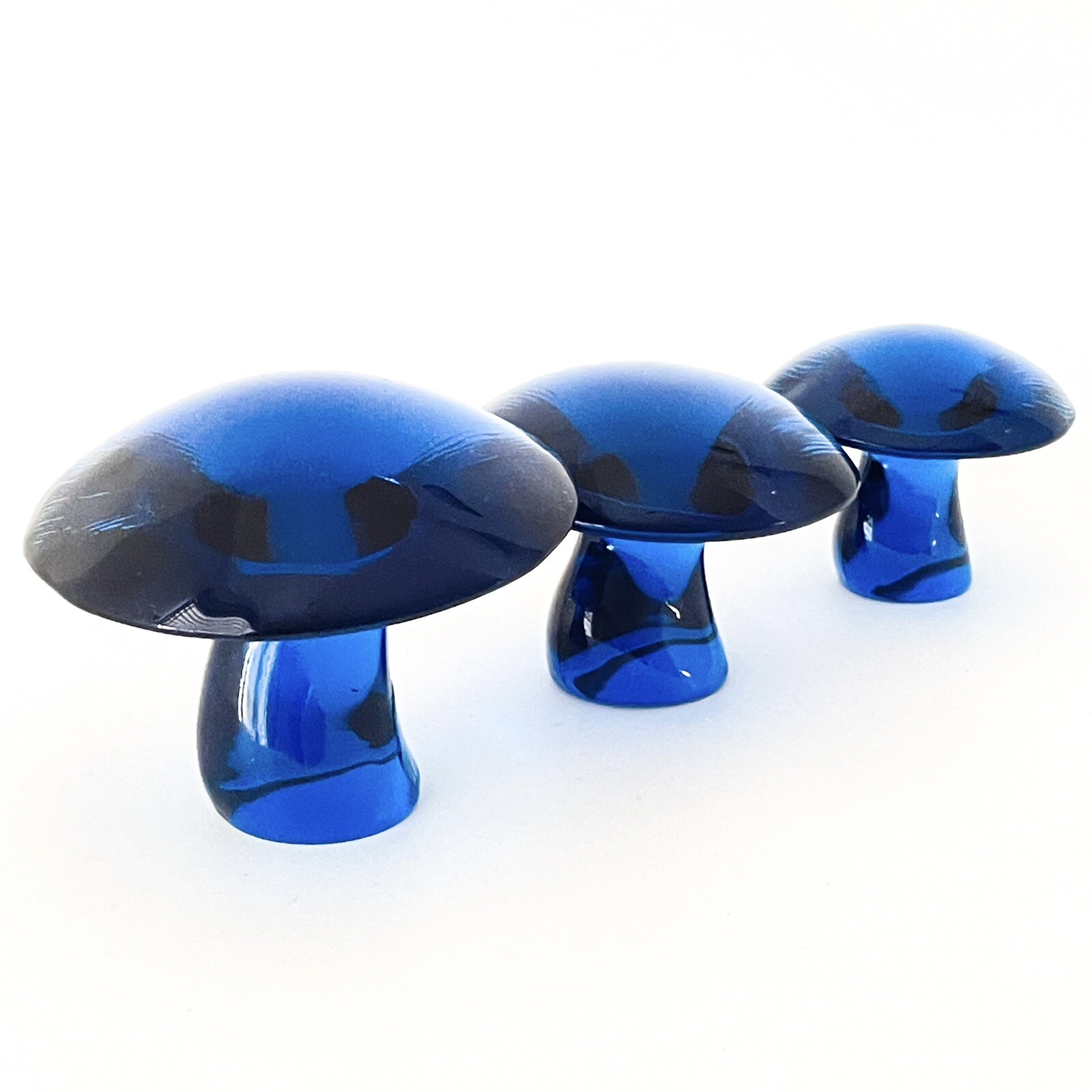 MCM SET Viking Glass Blunique/Blue Mushrooms Small Medium Large AS IS