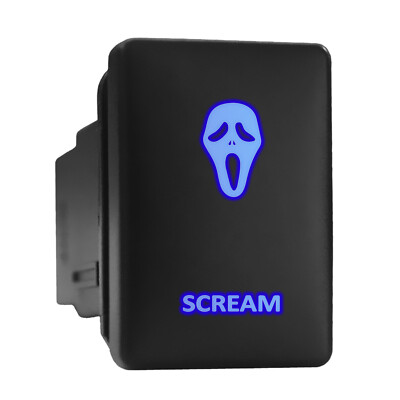 SCREAM Blue LED Backlit Switch Short Push Button 1.28''x 0.87'' (Fit: Toyota)