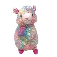 KELLYTOY Pastel Llama 12" Rainbow Tie Dye Plush Alpaca Pink Blue Yellow
