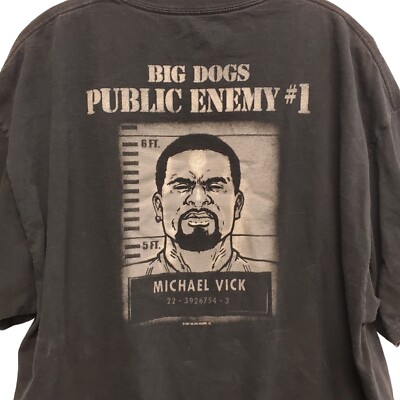 BIG DOGS Shirt Adult XXL Black PUBLIC ENEMY #1 MICHAEL VICK Spell