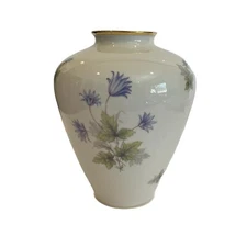 Royal Porzellan KPM of Germany 7.5" Floral Violet Handpainted Urn Vase RARE