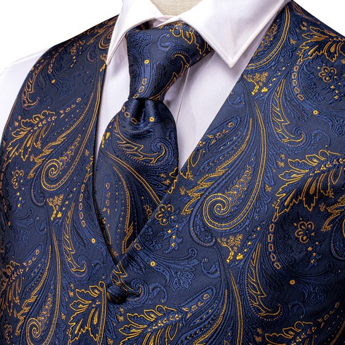 Paisley Floral Solid Mens Vest Regular Fit Waistcoat Wedding Formal Gilet Coats - Picture 240 of 240