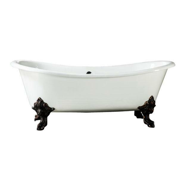 71-inch Double Slipper Cast Iron Bathtub with Imperial Feet