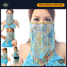 Tribal Belly Dance Face Veil for Women - Halloween Costume Accessory, Dance Gear