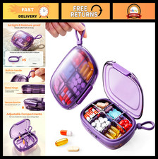 Portable Moisture-Proof Pill Organizer with 6 Compartments, Compact Travel Case