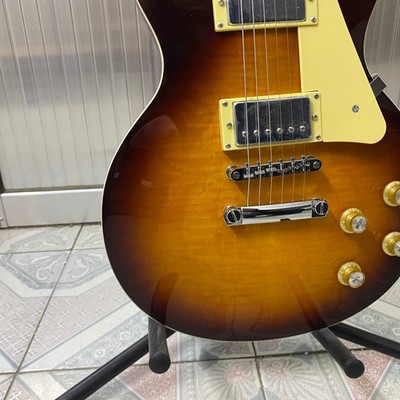 Brown LP electric guitar, chrome hardware, flame maple top, fast shipping
