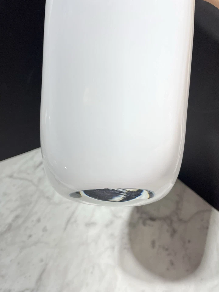 Белая художественная стеклянная ваза бутылка минималистский корпус 12 дюймов высота - Изображение 4 из 4