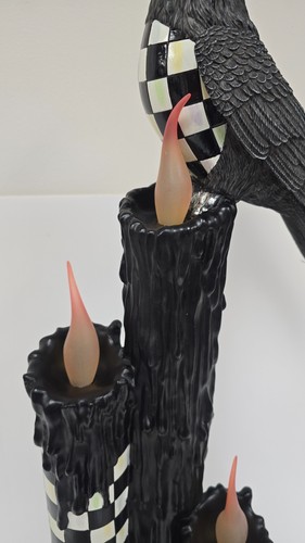 Mackenzie-Childs Courtly Check Jumbo Melting Candle Cluster With Crow Free S&H - Picture 3 of 11