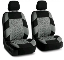 Fh Group Universal Fit Cloth Car Seat Covers Built-in Seat Belt Front Set -gray