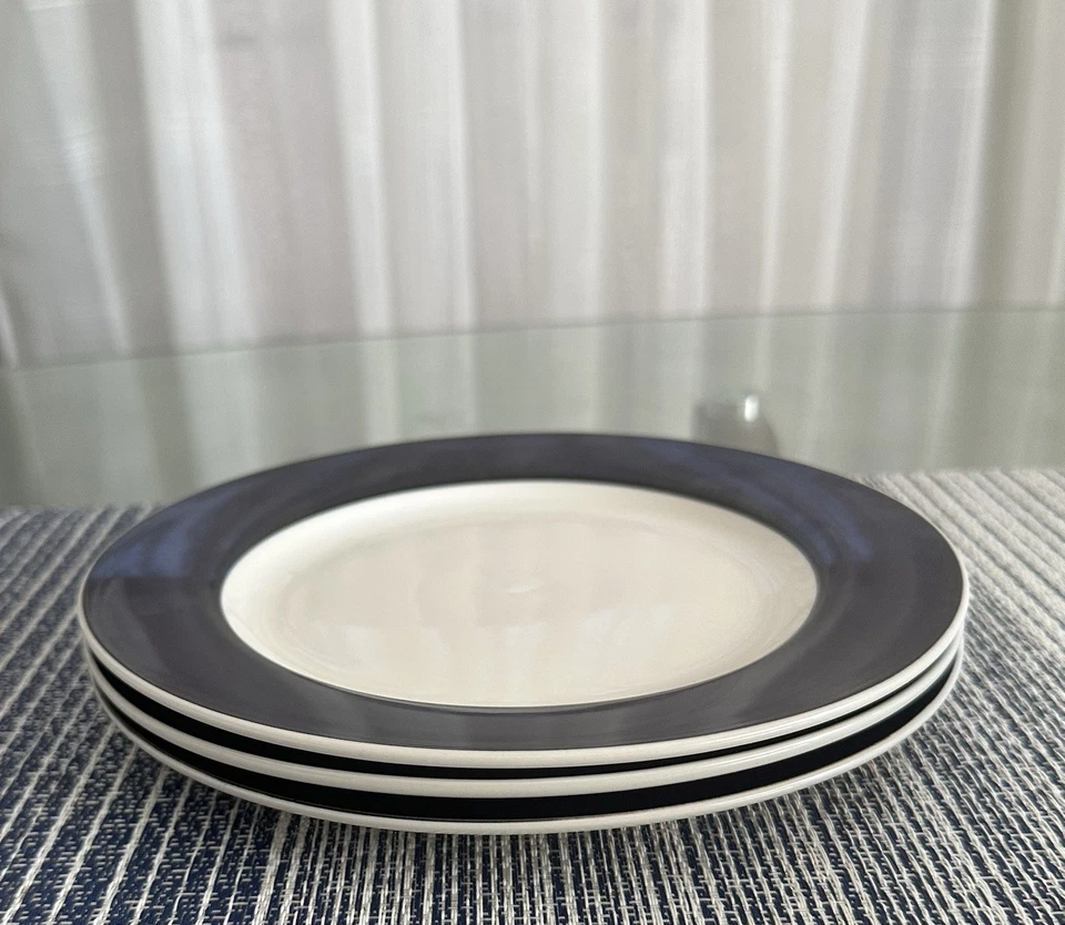 GID 93 By Gibson Designs (3) Lunch Plates 9” Cobalt Band Coupe, No Trim - Image 4 of 4