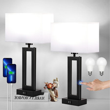 Lamps for Bedrooms - Set of 2 Modern Table Lamps with Touch Control, 3 Way Dimma