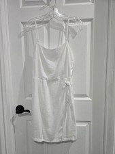 Nine West White Side Tie Dress Dreamcore Feminine Whymsical Size Large EUC
