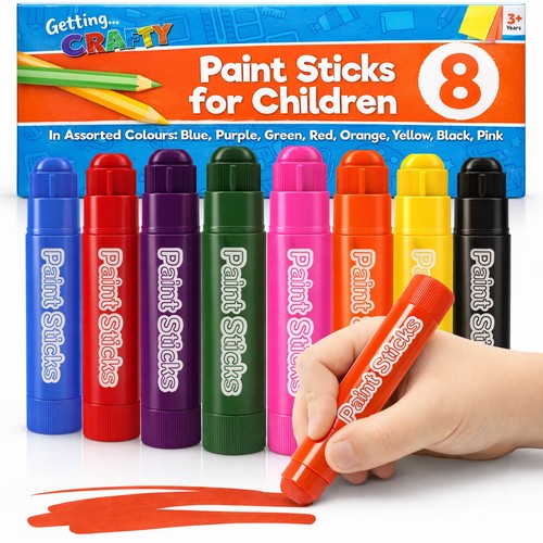 8-24PK Paint Sticks for Kids Children Assorted Colours Painting Arts Crafts Set