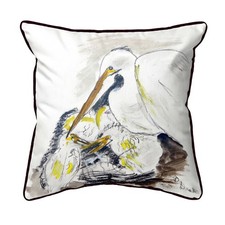 Betsy Drake Egret  Chicks Small Indoor Outdoor Pillow 12x12