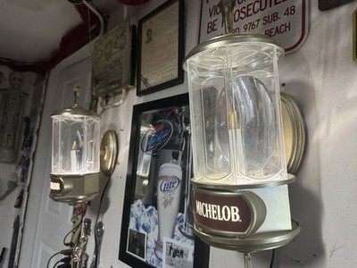 Vintage Michelob Draught Beer Pair Wall Sconces Mounted Lamps - Both Work!
