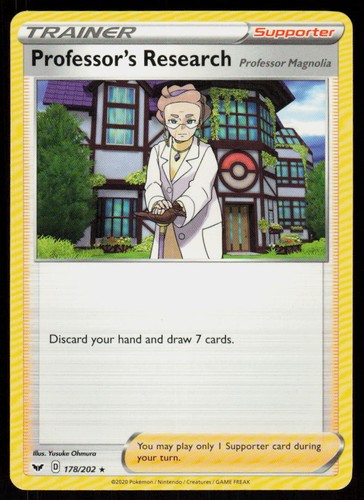 Professor's Research (Professor Magnolia) 178/202 Holo Sword & Shield Pokemon LP