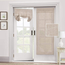 Natural Linen Blended Door Curtain - Privacy French Light Filgtering Tricia Wind