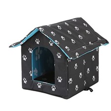 Outdoor Cat House Medium Weatherproof Insulated Shelter for Stray Cats Black