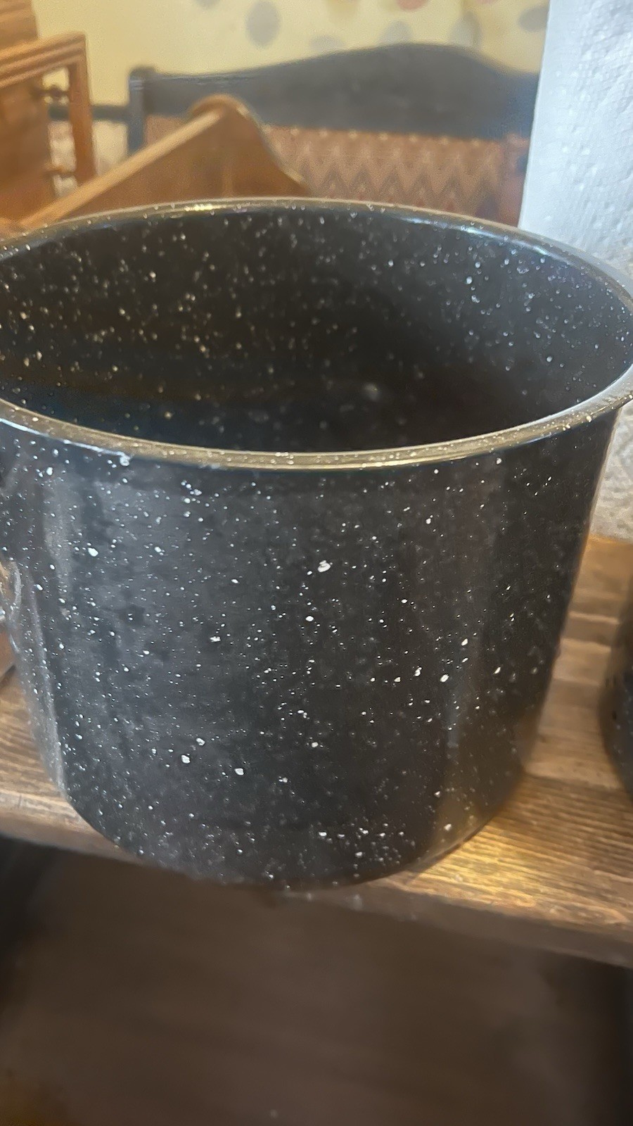 3 Pc Enamel Ware Black Speckled Clam Steamer Stock Pot w/Strainer ...