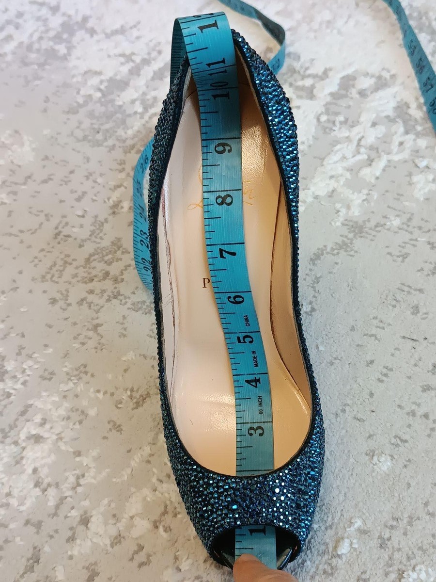 Christian Louboutin Swarovski Crystal Peep Toe Pumps Blue Platform