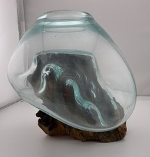 Hand Blown Glass Molten Bowl Driftwood Terrarium