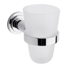 Franz Viegener Temple Glass Tumbler  Brass Holder, Wall-Mount, Polished Nickel