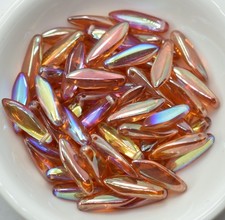 5x16mm Dagger Crystal Orange Rainbow, 25 Beads Czech Glass