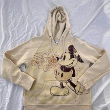 Vintage Disney Mickey Mouse Pale Yellow hoodie Size Women's Small