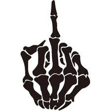 Skeleton Bone Middle Finger Flipping Off Car Decal/Sticker (Black)