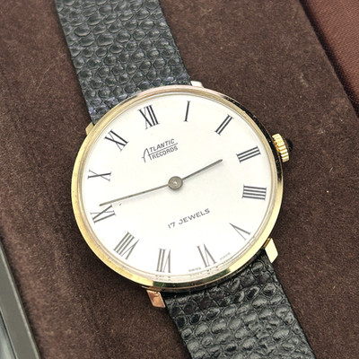 Vintage Atlantic Records Working Wristwatch 17 Jewels Swiss Made In Box
